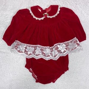 Vintage memories by Jolene red velvet and lace 6/9m